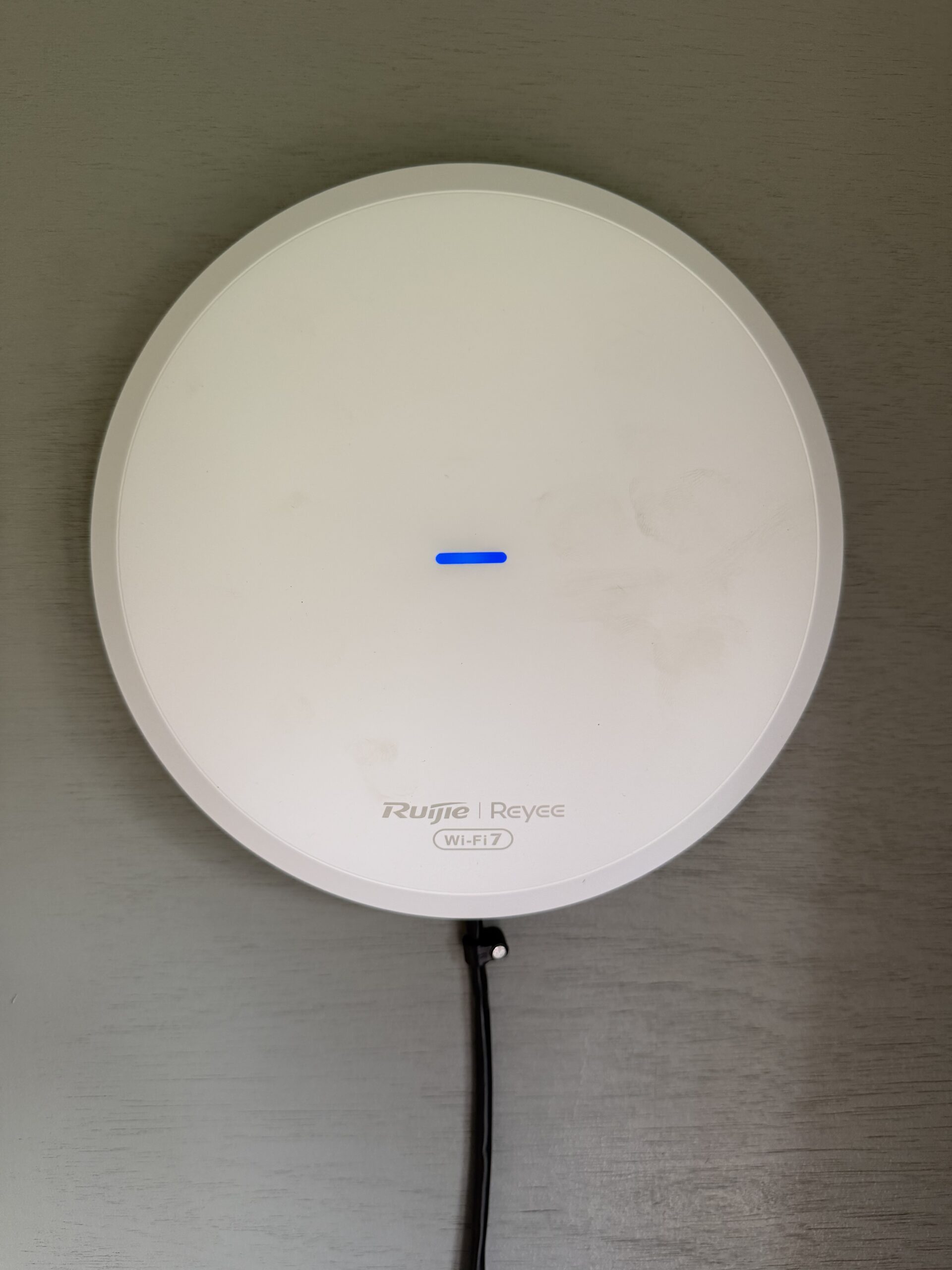 Ruijie Reyee Wi-Fi 7 access point installed in the summer house