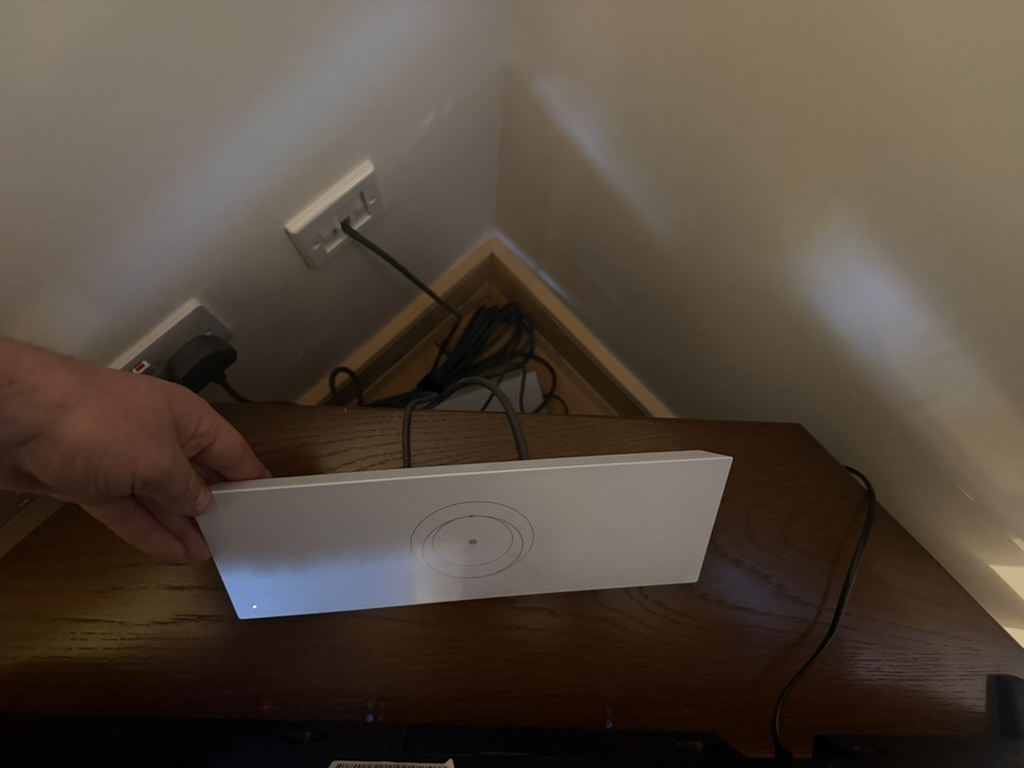 Starlink router positioned inside the Lower Moor home